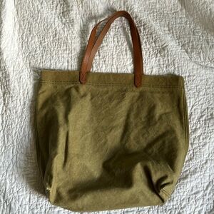 Madewell canvas Transport tote in army green, gently used